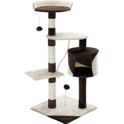 Arbre &agrave;&nbsp;chat beige brun 3 plateformes avec griffoir