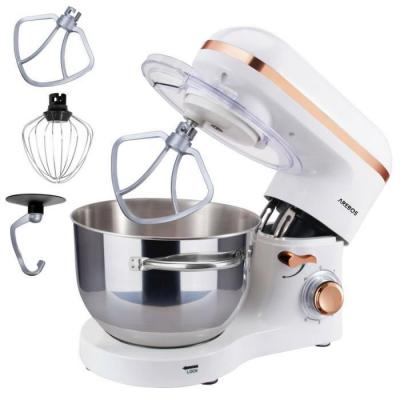Arebos - Robot de Cuisine 1500W 6L Acier inoxydable-Bol m&eacute;langeur 6 &eacute;tapes Blanc
