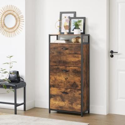 Armoire &agrave; chaussures pour 12-18 paires de chaussures Marron Rustique