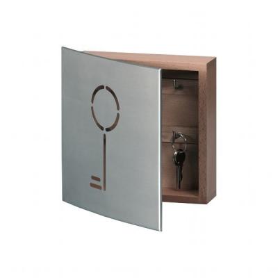 ZELLER PRESENT 13846 Armoire &agrave; Cl&eacute;s en H&ecirc;tre/INOX, 20 x 6 x 20 cm