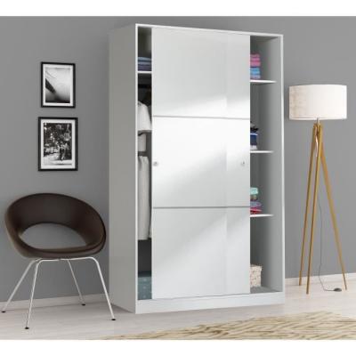 Armoire - DMORA - Bormio - Blanc - Coulissante - 200x120x50 cm