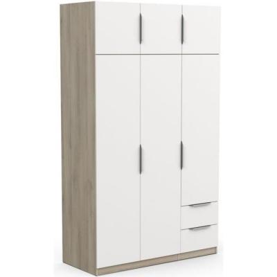 Armoire 6 portes - GHOST - Blanc et Ch&ecirc;ne - 119,4 x 51,1 x 203 cm -