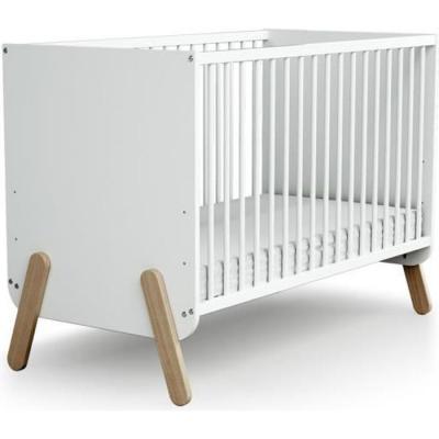 Lit b&eacute;b&eacute; 60x120 blanc et h&ecirc;tre 