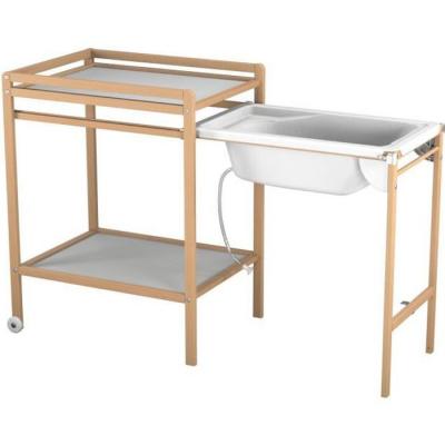 Table &agrave; Langer avec baignoire en bois de h&ecirc;tre verni Essentiel