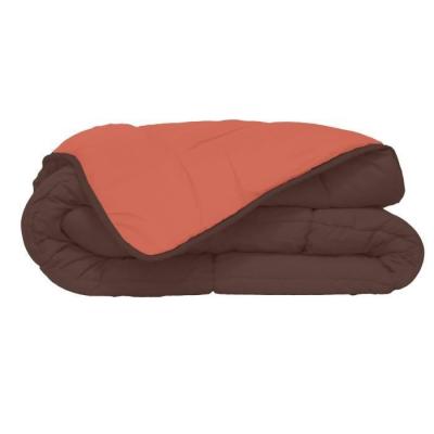 Couette Calgary microfibre 200x200 cm choco et corail