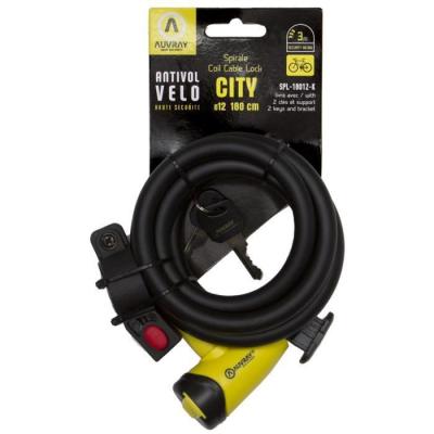 AUVRAY - Antivol V&eacute;lo Spirale &oslash;12mm - Longueur 180 cm Avec Support