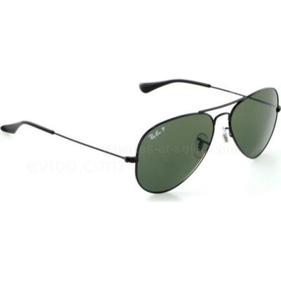 Ray-ban aviator large noir vert polaris&eacute; - medium-large