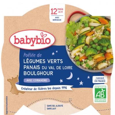 Babybio Bonne nuit L&eacute;gumes verts Panais Boulghour BIO - d&egrave;s 12 mois - 230 g