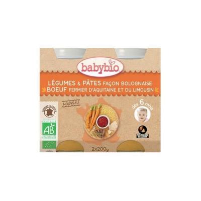 Petits Pots L&eacute;gumes P&acirc;tes Bolognaise Boeuf Fermier d&egrave;s 6 mois Babybio