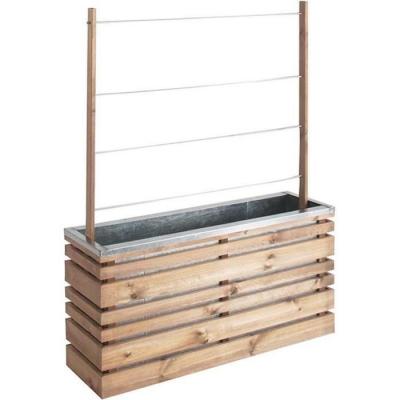 Bac &agrave; fleur treillis LIGN Z CL3B 100 X 30 CM - Marron/gris