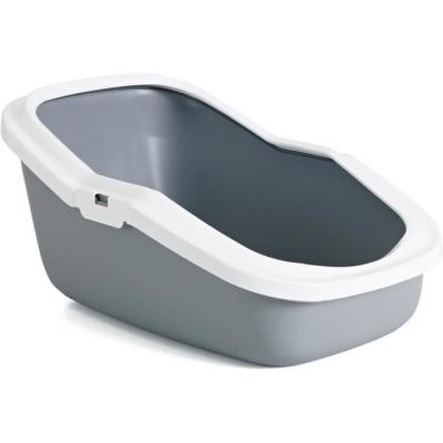 Bac &agrave; liti&egrave;re &agrave; haut rebord Savic Aseo gris clair / blanc - pour chat