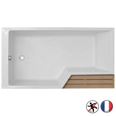 Bain douche antid&eacute;rapante neo compacte blanc mat , 180 x 70/90 version gauche