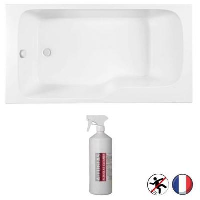 Baignoire bain douche JACOB DELAFON Malice antid&eacute;rapante + nettoyant 170 x 90 version gauche