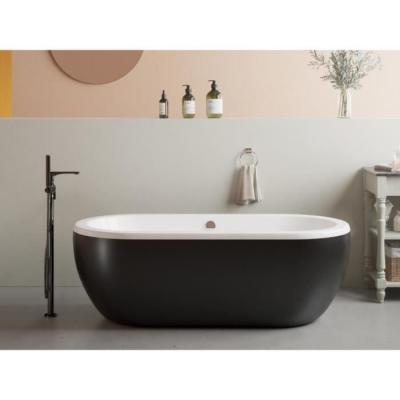Baignoire &icirc;lot ovale - 200 L - 170 x 80 x 58 cm - Noir mat - Acrylique - NEPTUNA