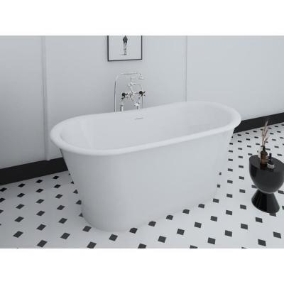 Baignoire &icirc;lot ovale - style retro - 180 L - 150 x 74 x 63 cm - Blanche - Acrylique - PELMATO