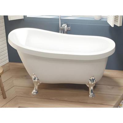 Baignoire &icirc;lot r&eacute;tro avec pieds de lion argent&eacute;s - 200 L - 145 x 74 x 77 cm - Blanche - NISOS II