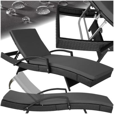 Tectake Bain de soleil OCEANE 5 positions cadre en aluminium - noir