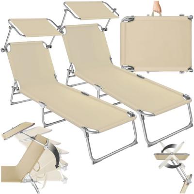 Tectake Lot de 2 transats acier - beige