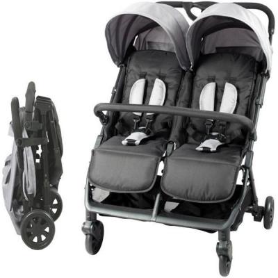 Poussette Double C&ocirc;te &agrave; C&ocirc;te Naissance Pliage Compact Noir Gris