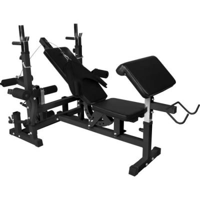 Banc de musculation universel avec supports d'halt&egrave;res - Noir 