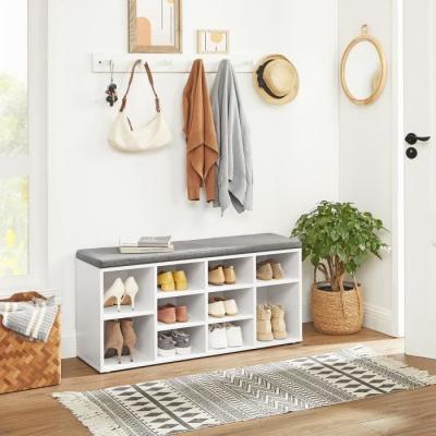 Banc &agrave; chaussures 40,9 x 11,8 x 18,9 pouces, blanc et gris ULHS10WT