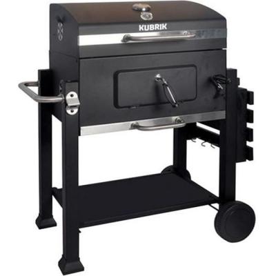 Barbecue charbon de bois kubrik &agrave; couvercle thermostat tiroir de cendres 2 roues et 2 pieds