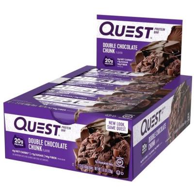 Barres proteinees  12x60g Double chocolat en morceaux Quest Nutrition Proteine 