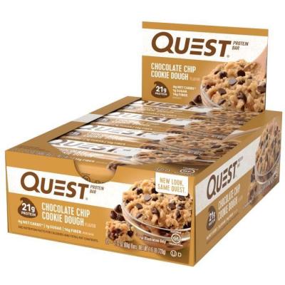 Quest Bar P&acirc;te &agrave; cookie P&eacute;pites de chocolat (12 x 60 g)