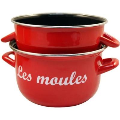 Marmite &agrave; moules 18 cm rouge - Baumalu - Rouge - Acier &eacute;maill&eacute;
