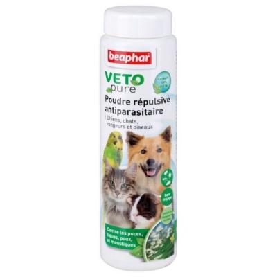 Poudre VETOPure r&eacute;pulsive antiparasitaire pour chien, chat, oiseau et rongeur