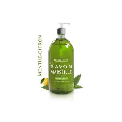 BeauTerra Savon de Marseille Liquide Menthe Citron 1l