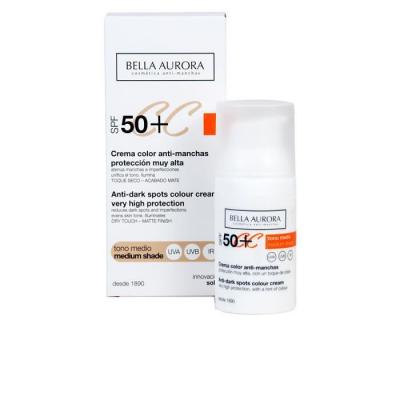 Cc Cr&egrave;me Anti-Taches Spf50+ Ton Moyen - Bella Aurora - Cr&egrave;me Teint&eacute;e