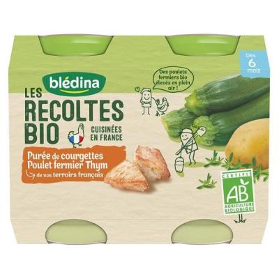Pur&eacute;e de courgettes, poulet fermier, thym, d&egrave;s 6 mois, bio