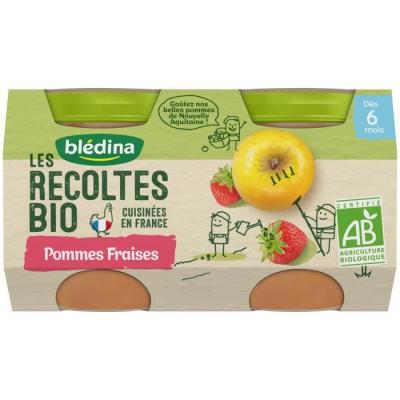 Bl&eacute;dina Les R&eacute;coltes Bio Pot Compote Pommes Fraises +4m 2 x 130g