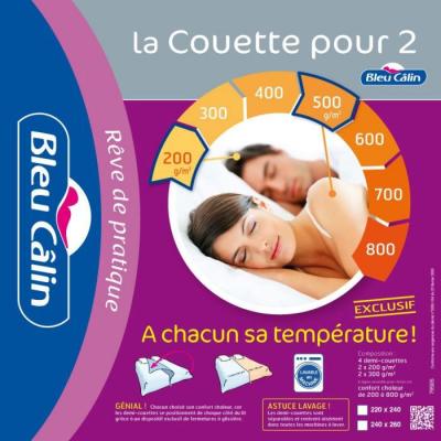 Couette chaleur r&eacute;glable 240x260cm sp&eacute;cial couples Marque Fran&ccedil;aise