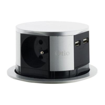 Bloc multiprise encastrable compact - 3 prises 16A 2P+T et 2x USB -