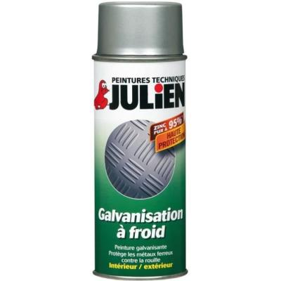 Bombe de peinture Galva tous m&eacute;taux JULIEN gris alu brillant 400 ml