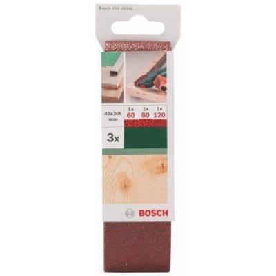 Lot de 3 abrasifs BOSCH, 40 x 305 mm, grains assortiment