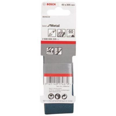 Bosch Accessories Bande Abrasif pour Ponceuses, 60 Grain, 305mm x 40mm, Lot de 3