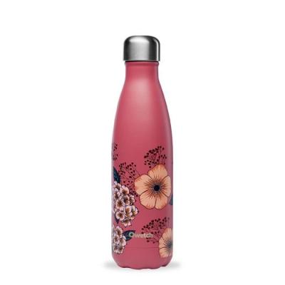 Bouteille isotherme an&eacute;mones 500 ml - Qwetch - Rose - Inox