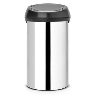 Brabantia Poubelle, Inox Brillant avec Couvercle Noir Mat, 60 L