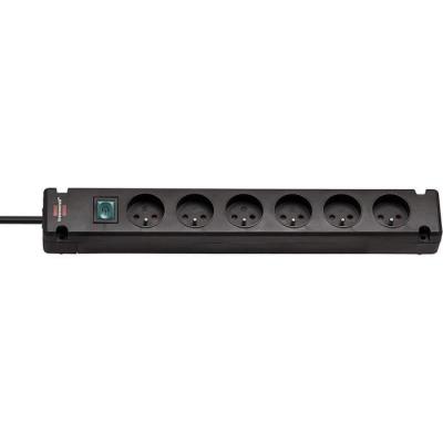 Brennenstuhl Multiprise BREMOUNTA Noire, 6 Prises, avec 3m de c&acirc;ble