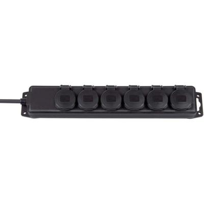 multiprises 6 voies 2. 00 m noir - le contact de protection 
