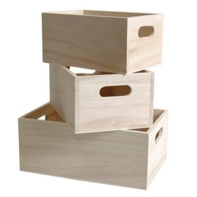Artemio 14001473 3 caisses gigognes en Bois, 21,5 x 7 x 12 Beige