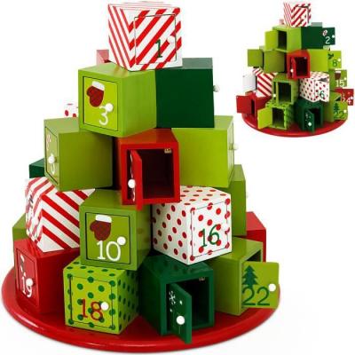 Spielwerk Calendrier de l'Avent en bois - Vert Rouge