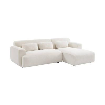 Canap&eacute; 3 places, angle droit, tissu bouclette sweeek