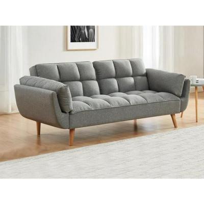 Canap&eacute; 3 places convertible clic-clac en tissu LOELINE - Gris chin&eacute; 