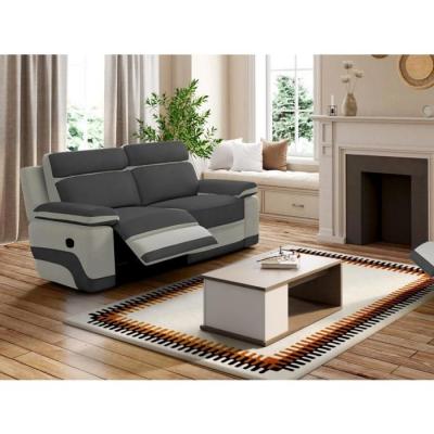 Canap&eacute; 3 places relax en microfibre TALCA - Anthracite et gris clair 