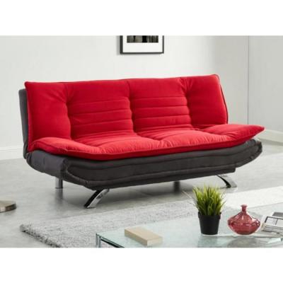 Canap&eacute; convertible clic-clac en tissu DEMIDO III - Bicolore rouge et anthracite