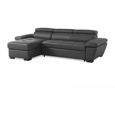 Canap&eacute; d'angle convertible en cuir JONOVA - Anthracite - Angle gauche 